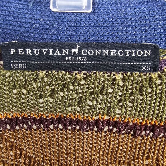 Luxury Cotton Womens XS Knit Boho Retro Style Granny Hippy Stripe Fall Cardigan - Picture 12 of 12